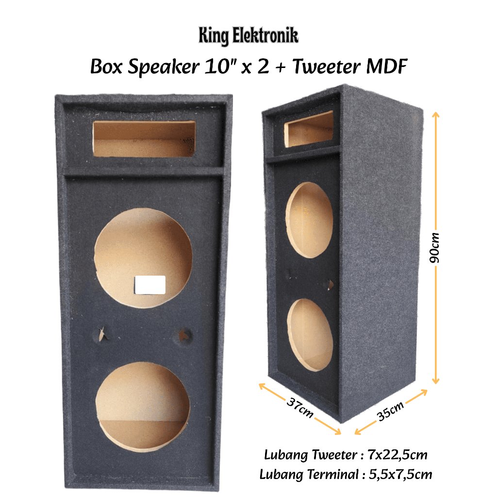 Box Speaker 10 Inch Double Plus Lubang Tweeter MDF