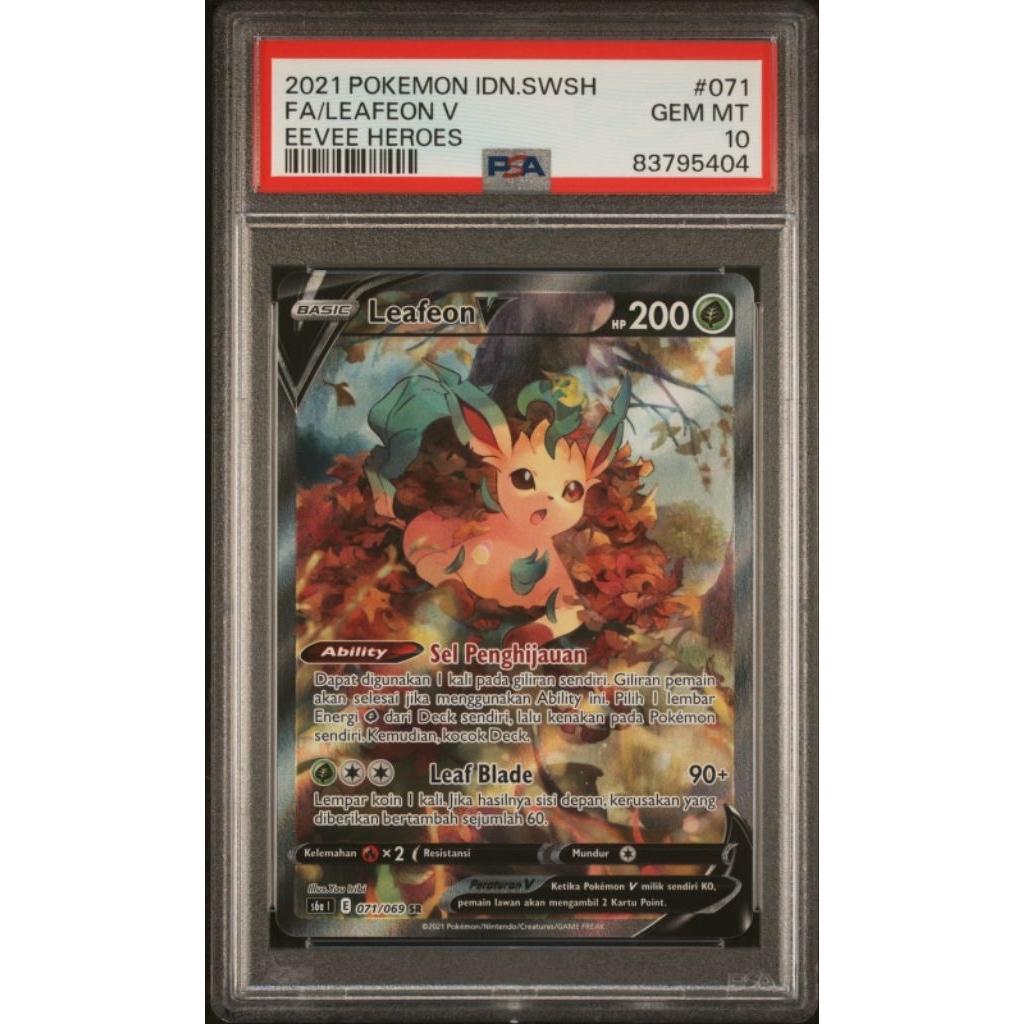 Pokemon TCG Leafeon V Eevee Heroes Pahlawan Eevee Indonesia PSA 10