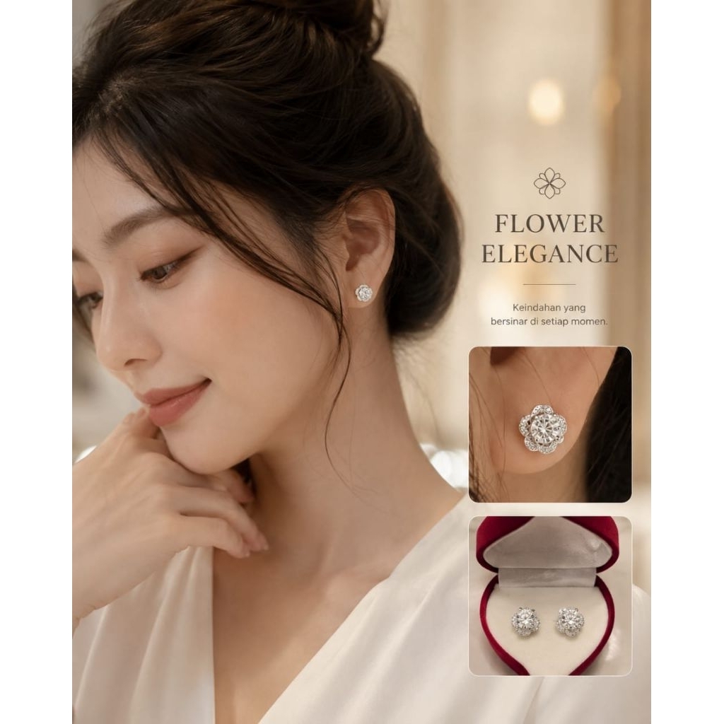 Anting Tusuk Silver Moissanite