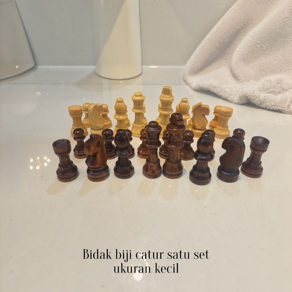 Bidak Catur Kayu Mini | Bidak Catur Kecil | Chess Pieces 32 Pcs