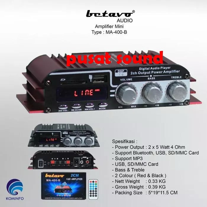 Mini Amplifier Betavo MA 400 B / Amplifier Mini Betavo MA400B / Ampli DC Betavo MA-400-B Amply Mobil