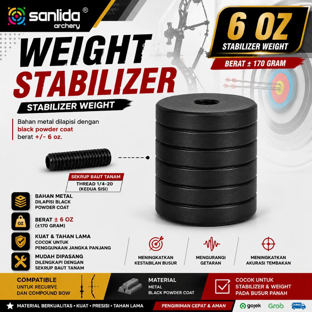 Stabilizer Weight 6 Oz | Pemberat Stabilizer Busur Panah | Aksesoris Stabilizer Panahan