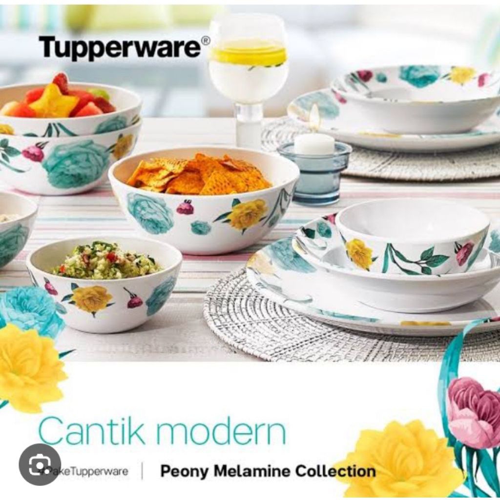 Tupperware peony melamine collection (box kurang mulus)  set saji tebal modern