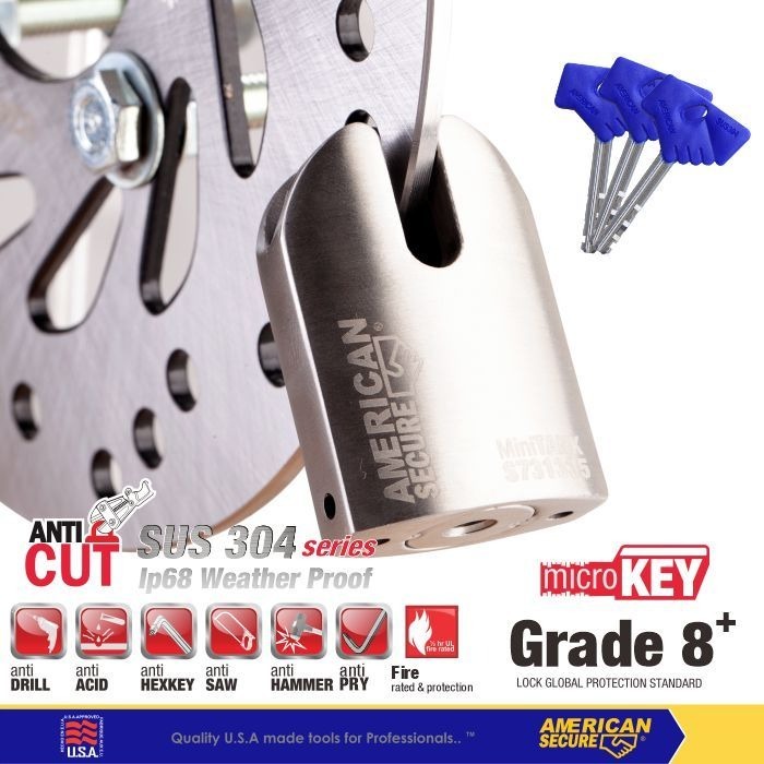 GEMBOK MOTOR SEPEDA CAKRAM DISC MINI TANK AMERICAN SECURE TOOL S731335