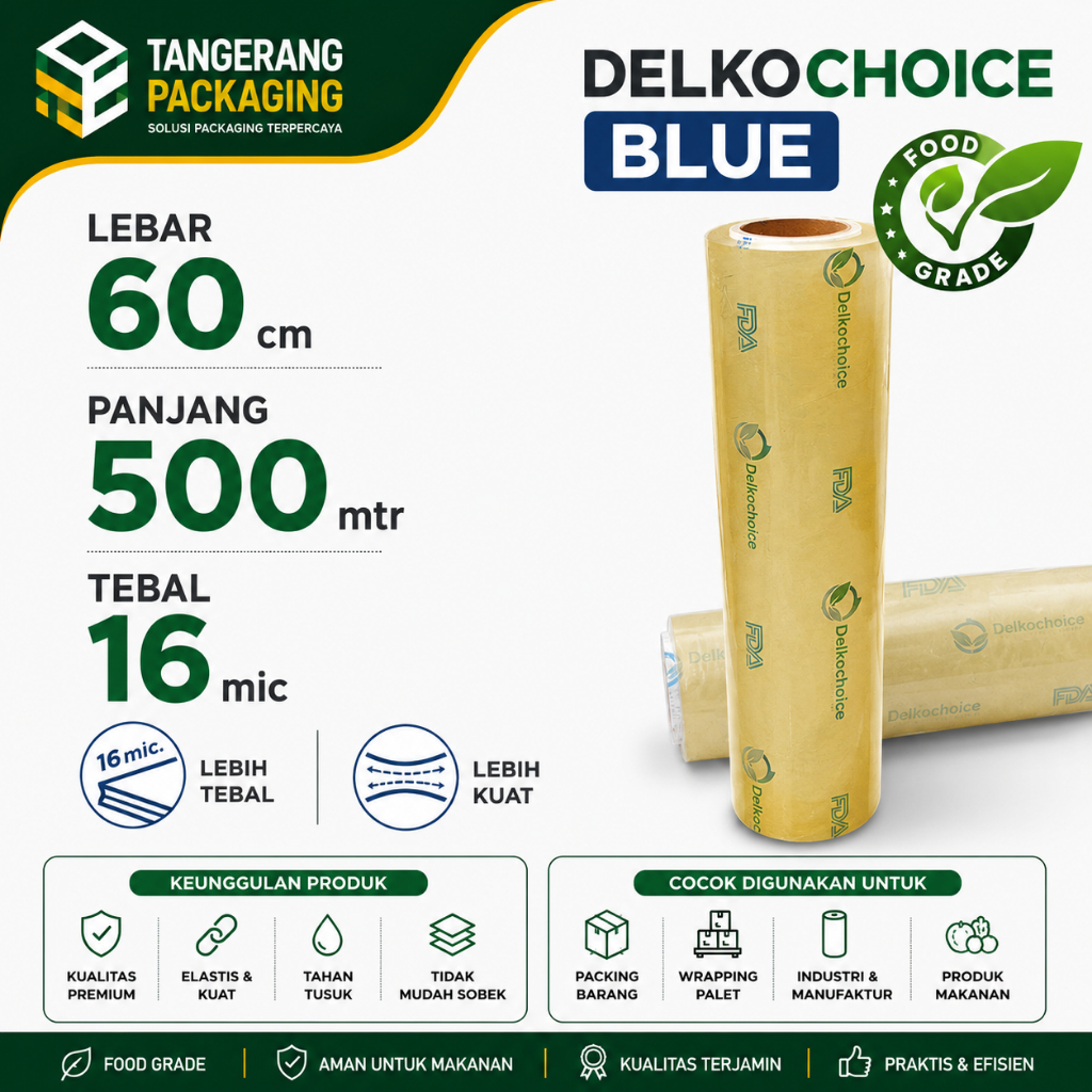 Plastik wrapping DELKOCHOICE BLUE 60cm -  Food Wrapping, COCOK UTK BUNGKUS PARCEL