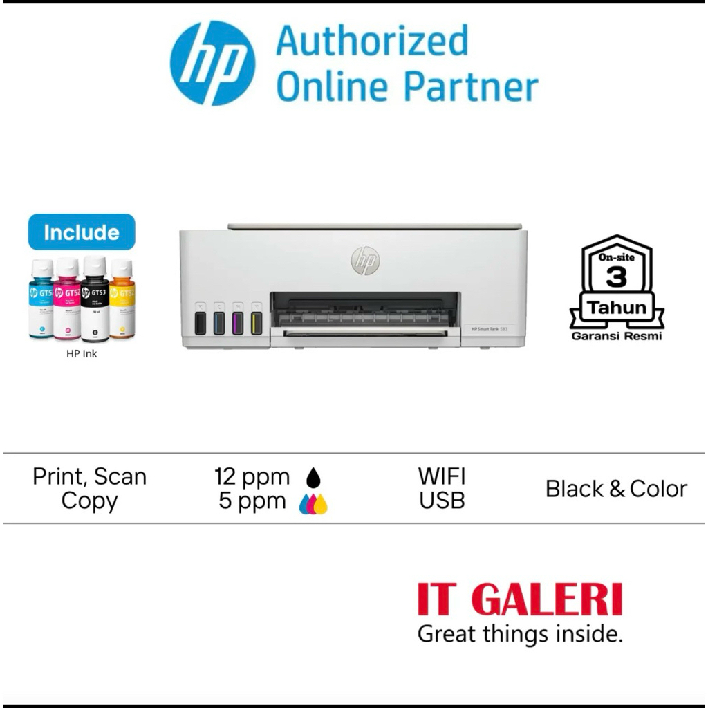 Printer HP 580 Smart Tank All in one Printer Wireless Wifi Bluetooth