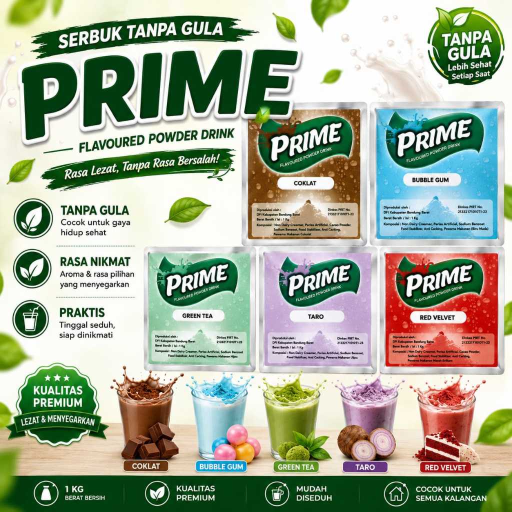 1KG PRIME premium Powder drink Plain (tanpa gula)