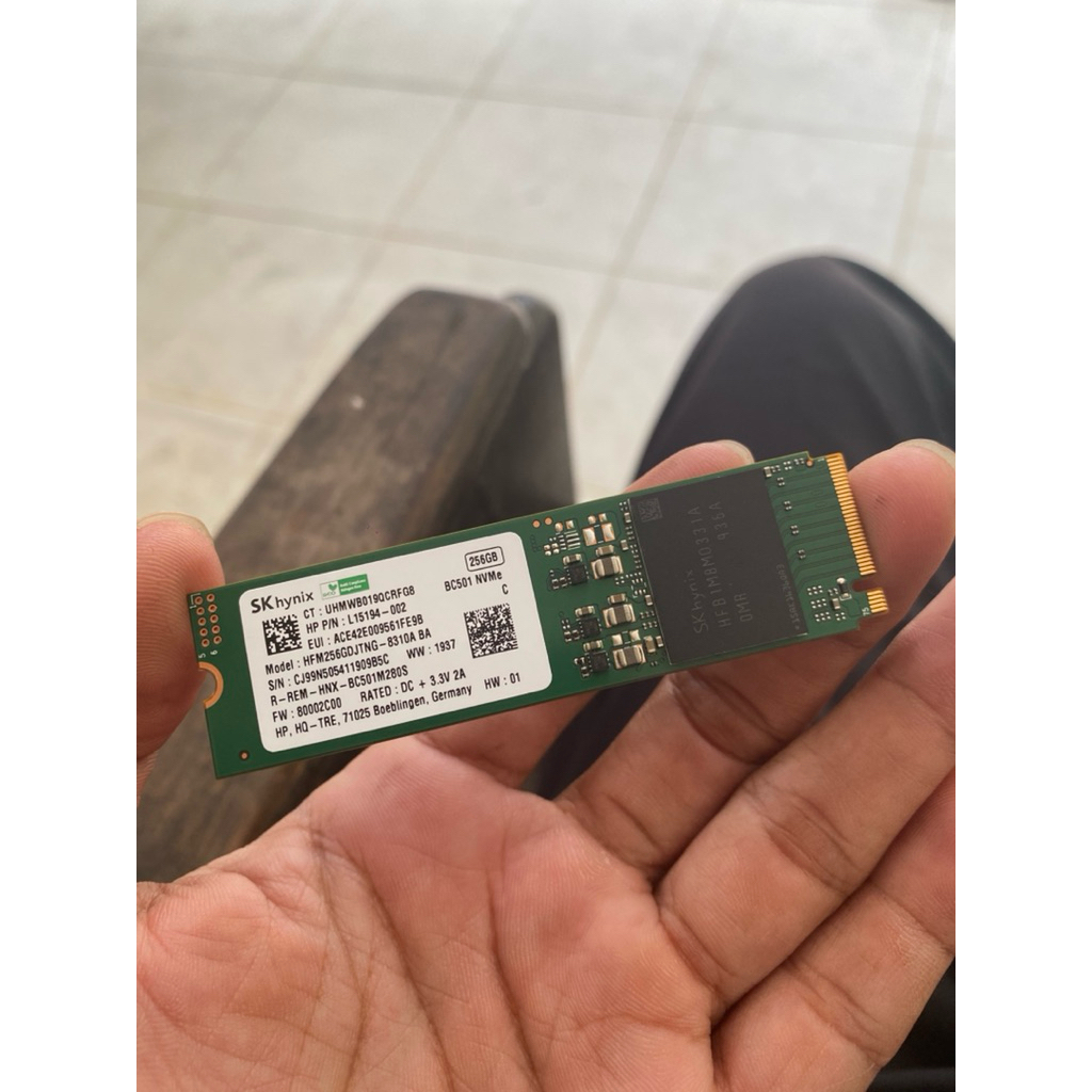 SSD NVME PCIE 256GB SK hynix bekas/normal