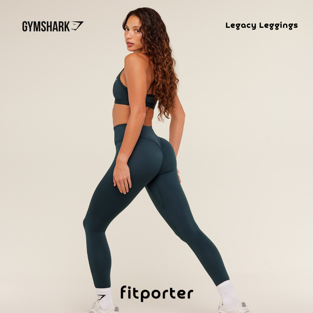 (FITPORTER) Gymshark Women | Legacy Leggings | Color Deep Petrol Blue | 100% Authentic Gym Athletic 