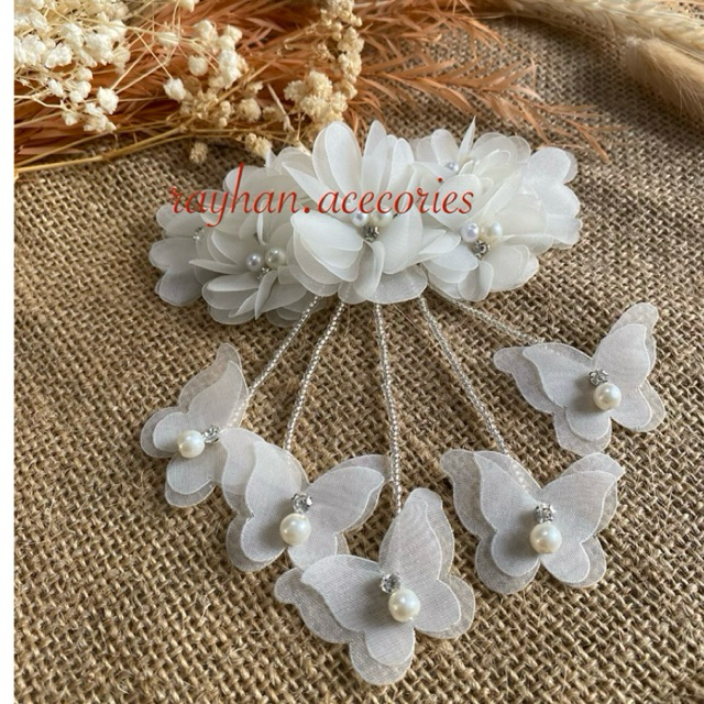 bunga organza rangkai juntai/ bunga organza 3d