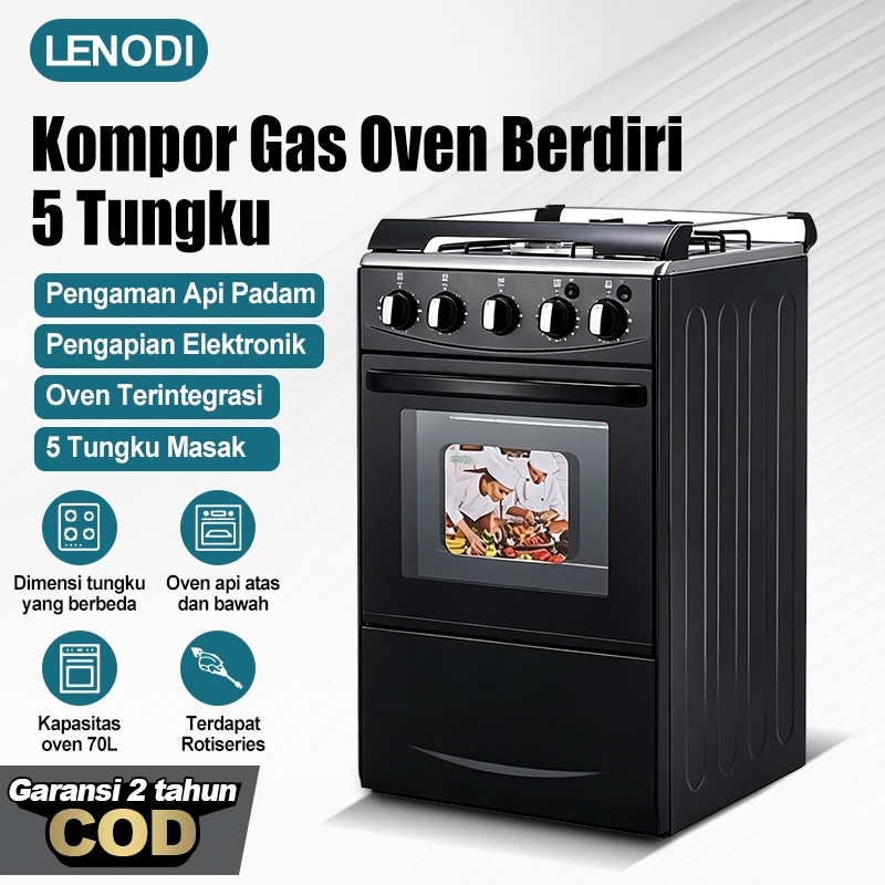 Kompor Freestanding 4 Pembakar Gas+Listrik dengan Oven Multifungsi/Gas Kompor Gas Free Standing 4 tu