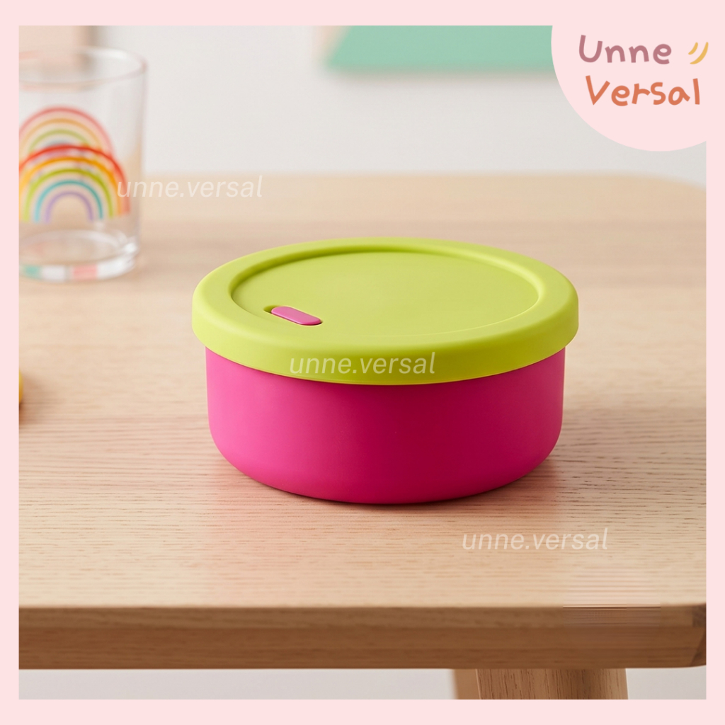 [ Unne.versal ] - Round Silicone  Katup Udara /kotak bekal silikon bulat/food container/salad contai