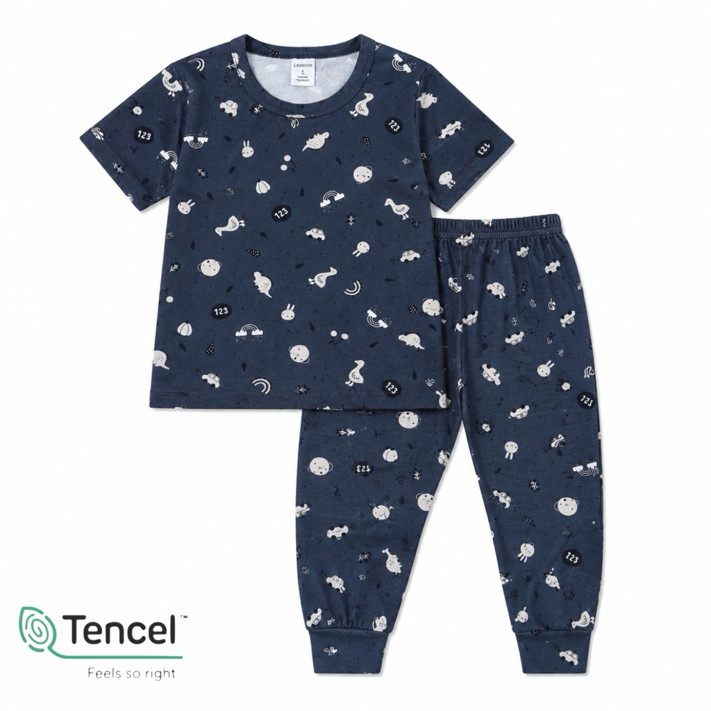 Evening Set (Short Sleeve, Long Pants) Ioo Kids - Tencel Little Wonder