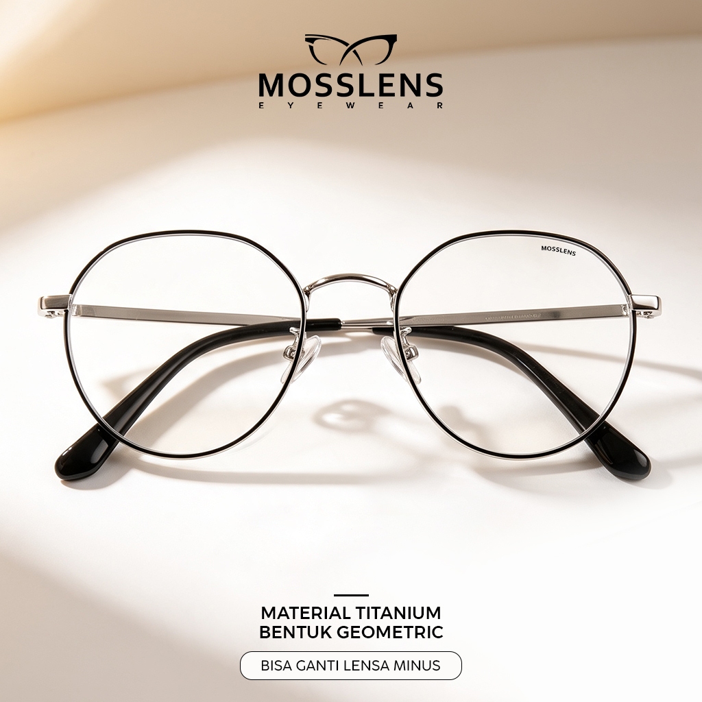 Mosslens Kacamata Wanita Pria Model Geometric Bahan Titanium Ringan Simple Bisa Minus Silinder 2825