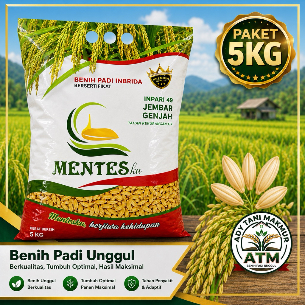 Benih Padi Inpari 49 Jembar Genjah Mentesku - Bibit Inbrida Unggul Sertifikat 5kg