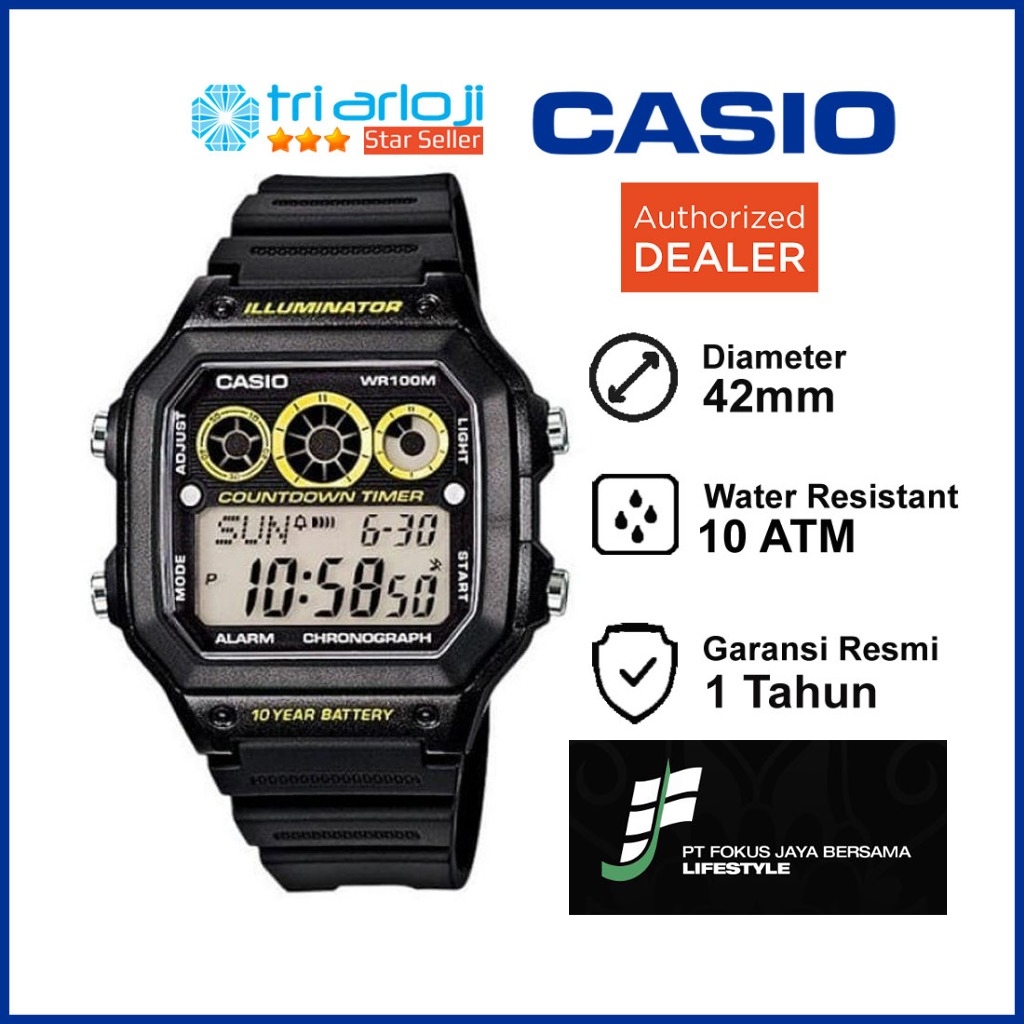 CASIO AE-1300WH-1AVDF Jam Tangan Pria Digital AE-1300WH-1A AE1300WH AE1300