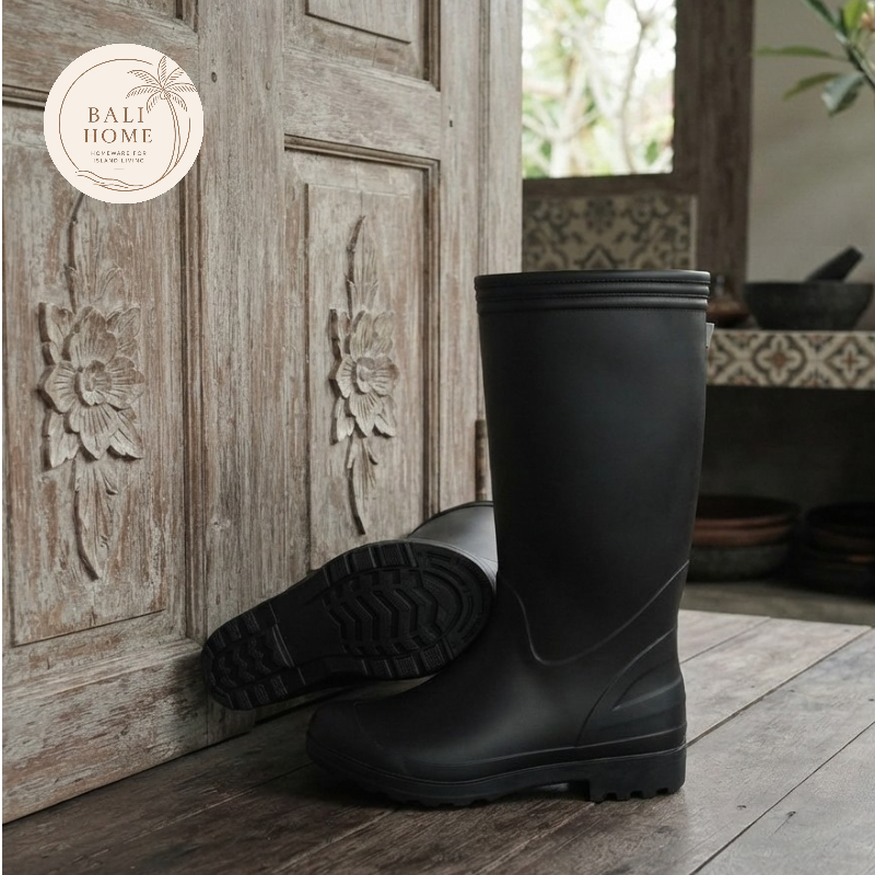 HUNTER 616 Sepatu Boot Safety Karet Hitam Anti Air & Anti Slip - Boot Karet Pelindung Proyek
