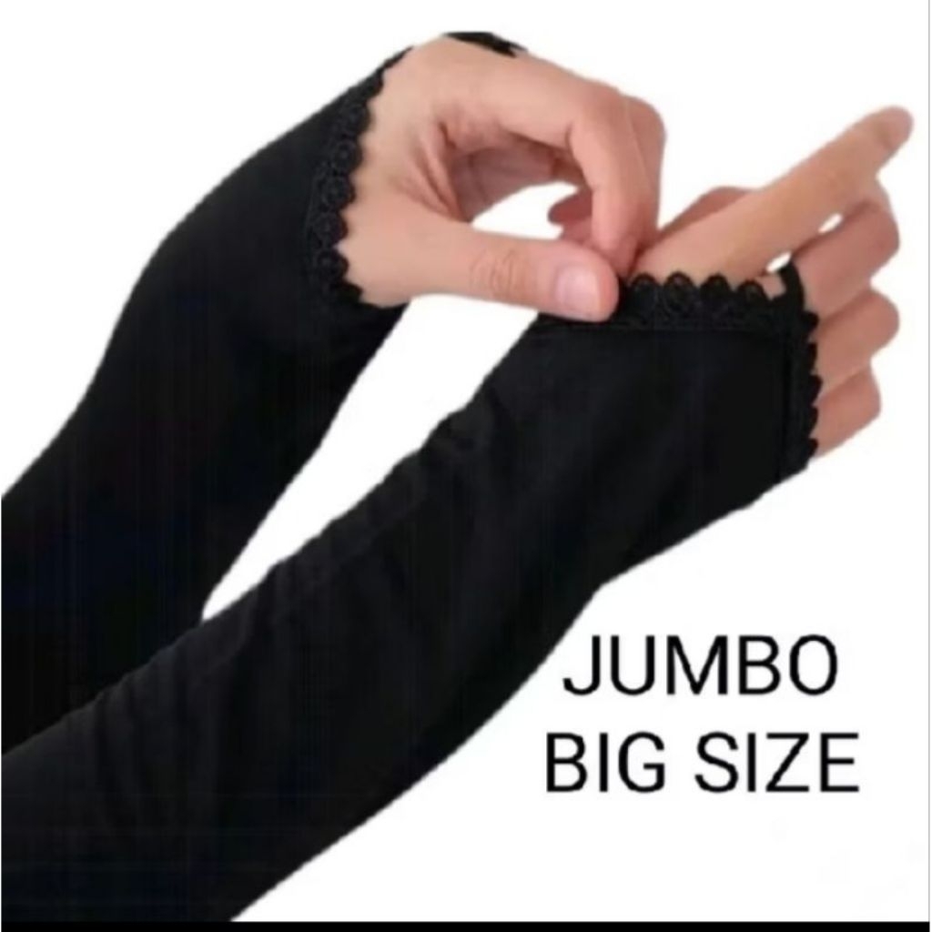 (BIG SIZE) manset tangan renda muslimah -handshock renda jumbo -bb 70kg -90kg- manset panjang
