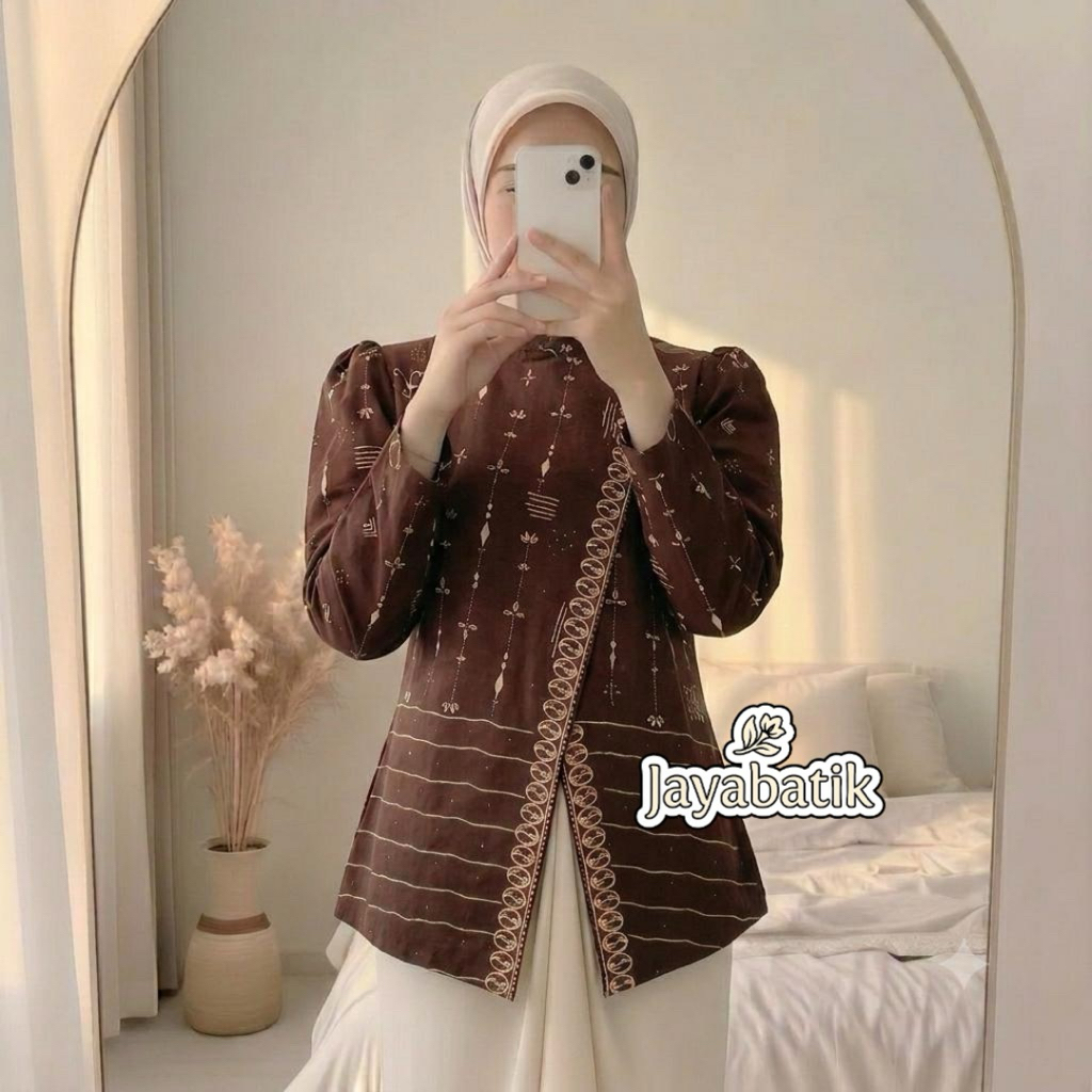 tey-17 Batik wanita ASJ SA HRB026 Kenongo Kemeja Tosca Pendek