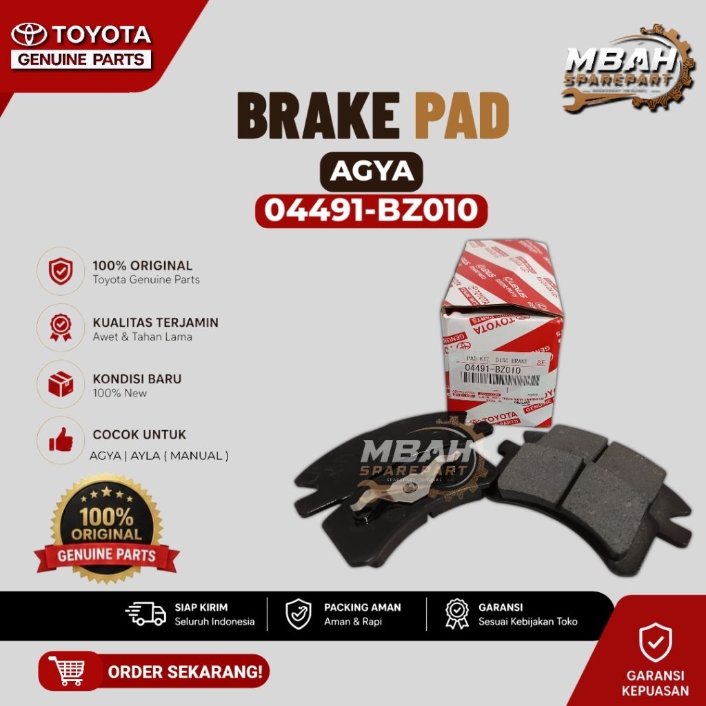 04491-BZ010 | KAMPAS REM | BRAKE PAD (MANUAL) 04491-BZ011 | AGYA | AYLA 12 NYA ON