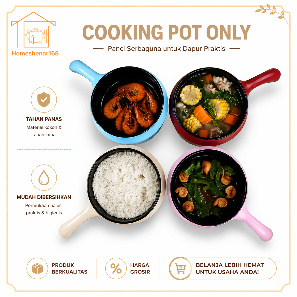 Panci Elektrik Multifungsi Electric Fry Pan Panci Listrik Lapis Keramik Cooking Pot Only Alat Masak 