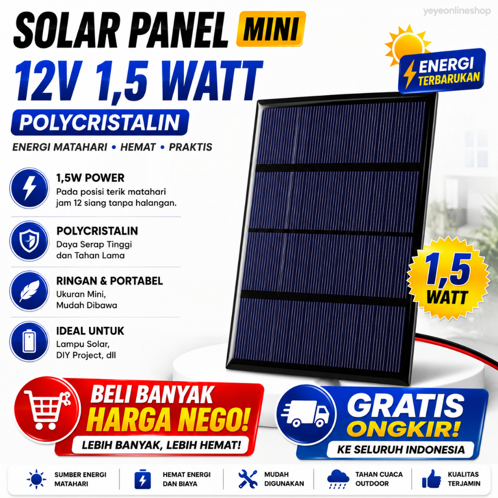 Solar Panel Mini 12v 12 Volt Solar Cell DIY Solar Surya Tenaga Matahari Mini
