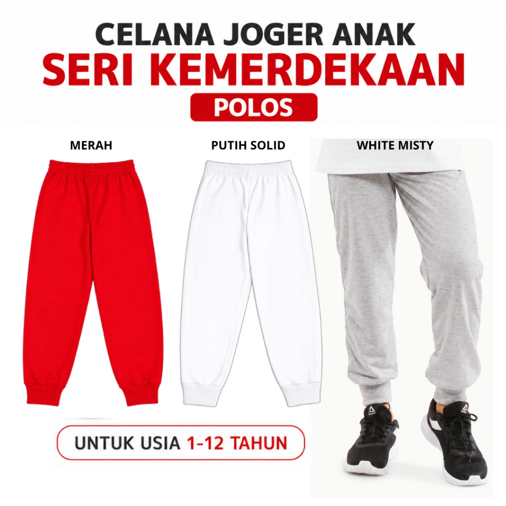 Celana Joger Anak Polos Merah Putih Celana Karnaval 17 Agustus Polos Celana Kemerdekaan Celana Train