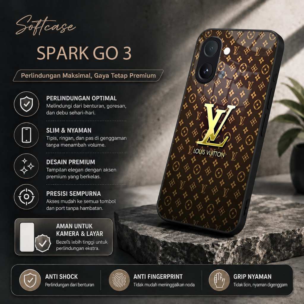 Softcase Glass Kilau Untuk Tekno Spark Go 3 - Cassing Hp Tekno Spark Go 3 - Case Pelindung Hp Tekno 