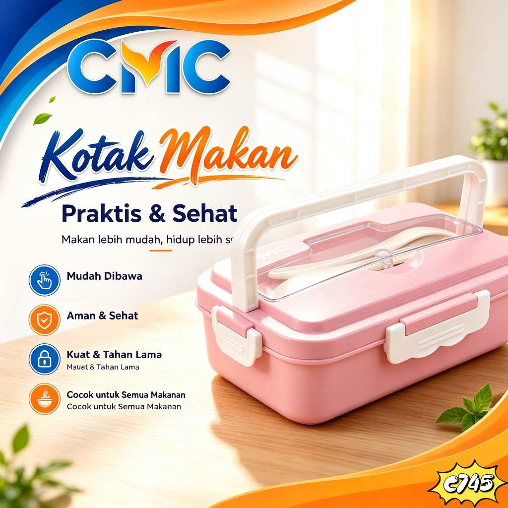 CMC[COD] Lunch Box Wheat Straw/ Lunch Box/ Kotak Makan Siang/ Free Sendok Dan Sumpit/ BPA Free/ Food