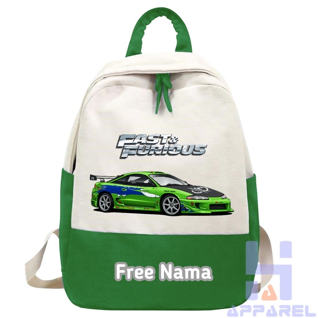 TAS RANSEL ANAK GAMBAR MOBIL FAST & FURIOUS FREE NAMA
