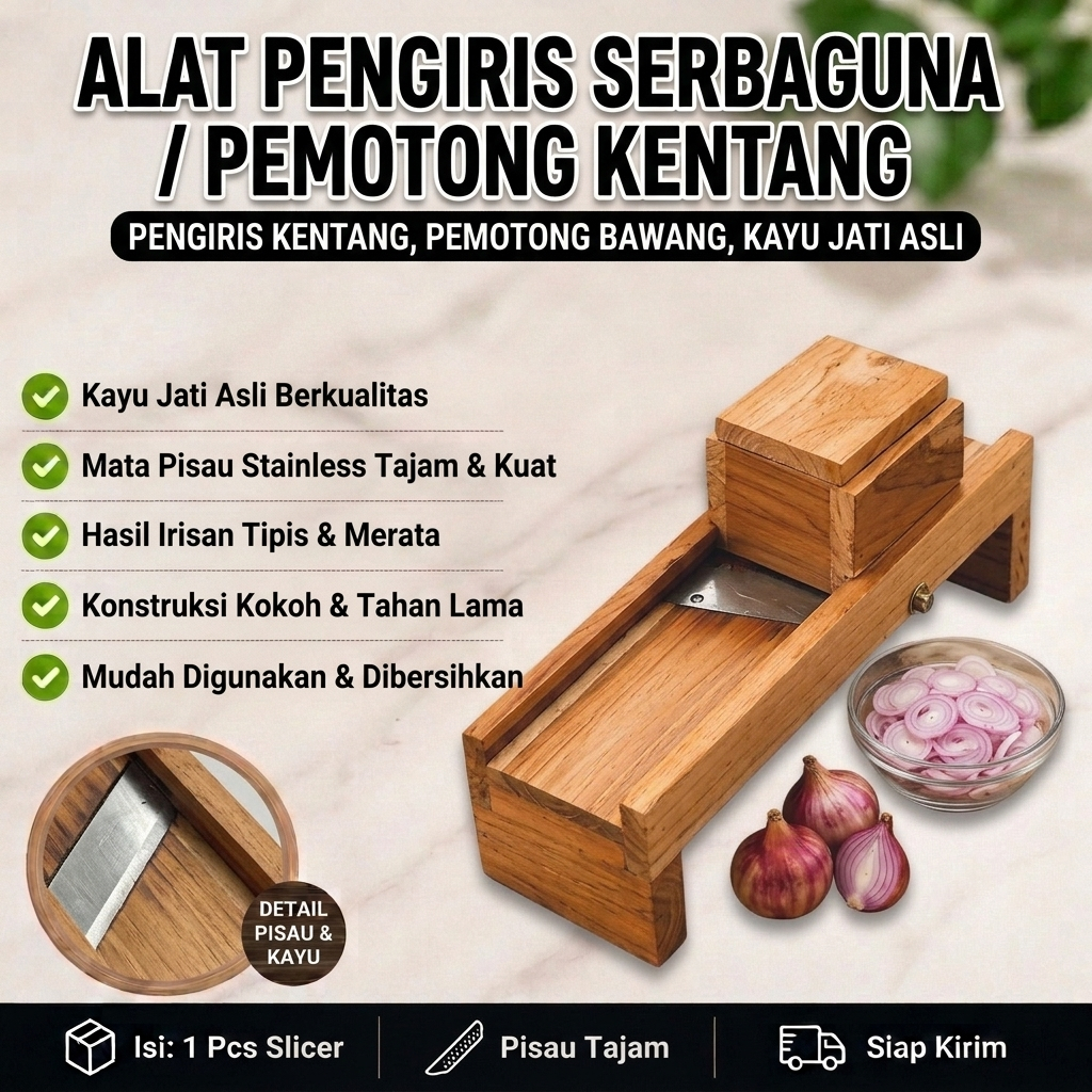 Pengiris bawang JATI BELANDA Ukuran BESAR/ Irisan bawang merah/Pengiris serbaguna TERLARIS