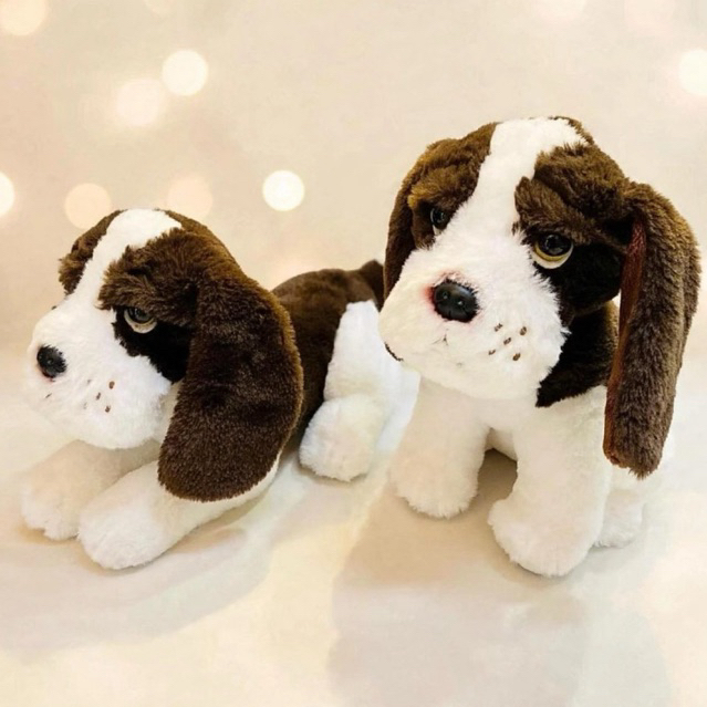 seulgi boneka animal hewan dog lucu gemas boneka doggy  Basset Hound lying dan sitt dengan kuping pa