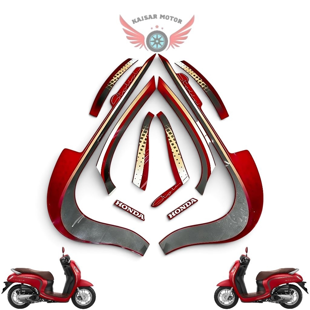 Striping Scoopy Keyless 2023 Stylish Red Kwalitas Original