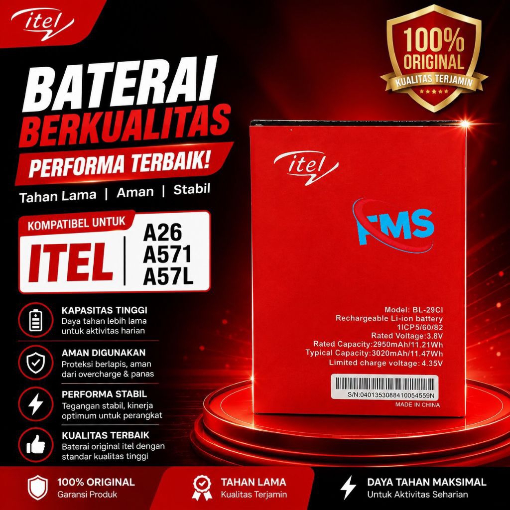 BATRE BL29CI ITEL A26 ITEL A571 ITEL A571L MODEL BL-29CI ORIGINAL