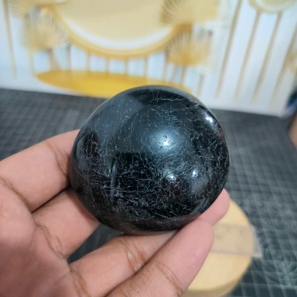 Batu Natural Black Tourmaline Palm (2) Batu Buatan
