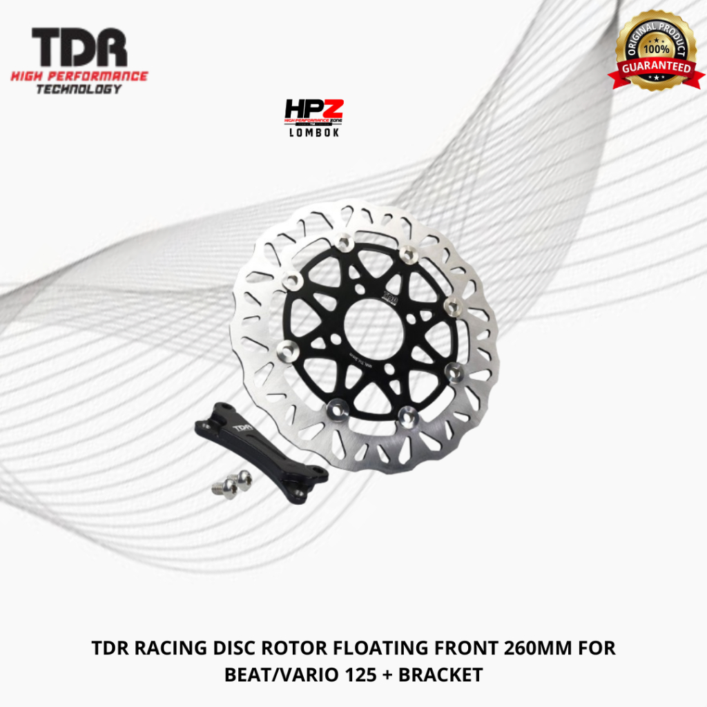 TDR RACING DISC ROTOR FLOATING FRONT 260MM FOR BEAT/VARIO 125 + BRACKET || PIRINGAN CAKRAM TDR 260MM