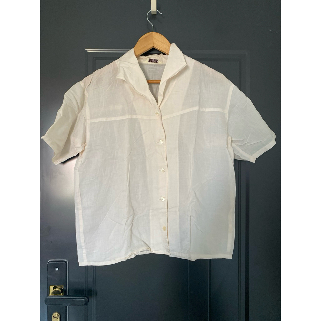 (preloved) - kemeja krem sheer