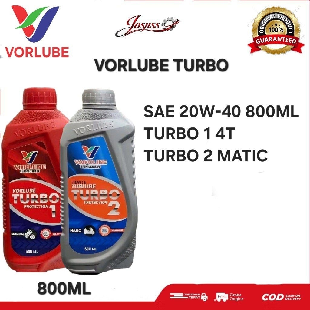 OLI MESIN VORLUBE TURBO 1 & TURBO 2 MATIC DAN 4T SAE 20W-40 800ML ORIGINAL 100%