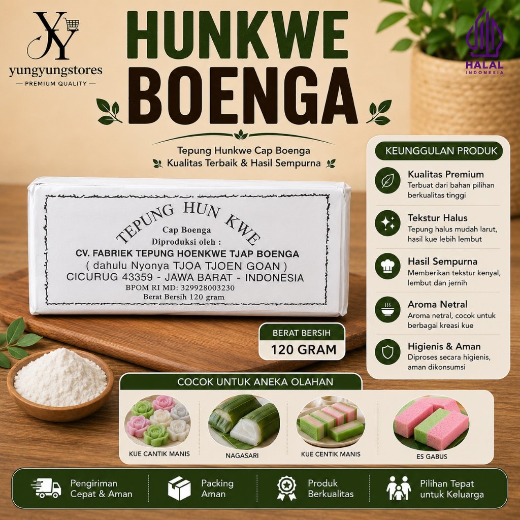 Tepung Hunkwe Cap Boenga / Hun Kwe Bunga 120 gram