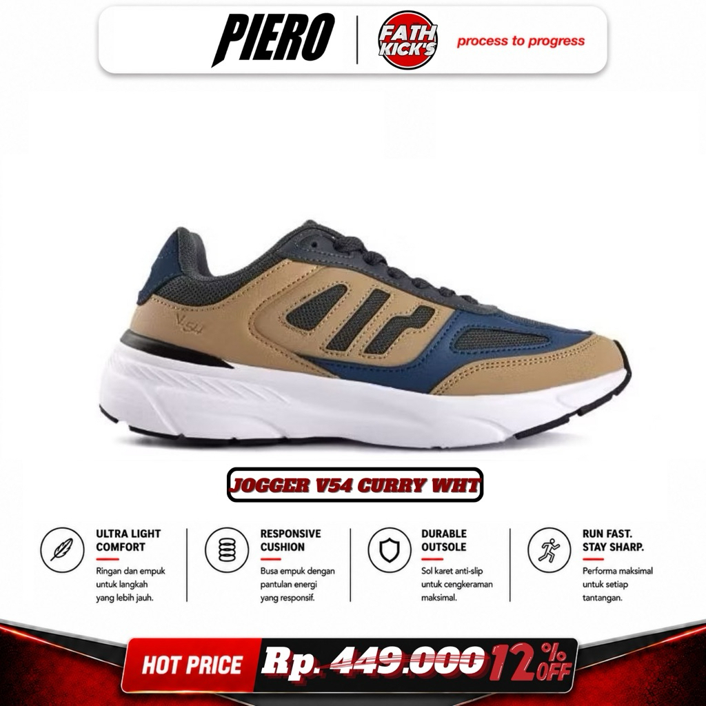 Sepatu Piero Original - PIERO JOGGER V54-CURRY/WHITE/BLACK
