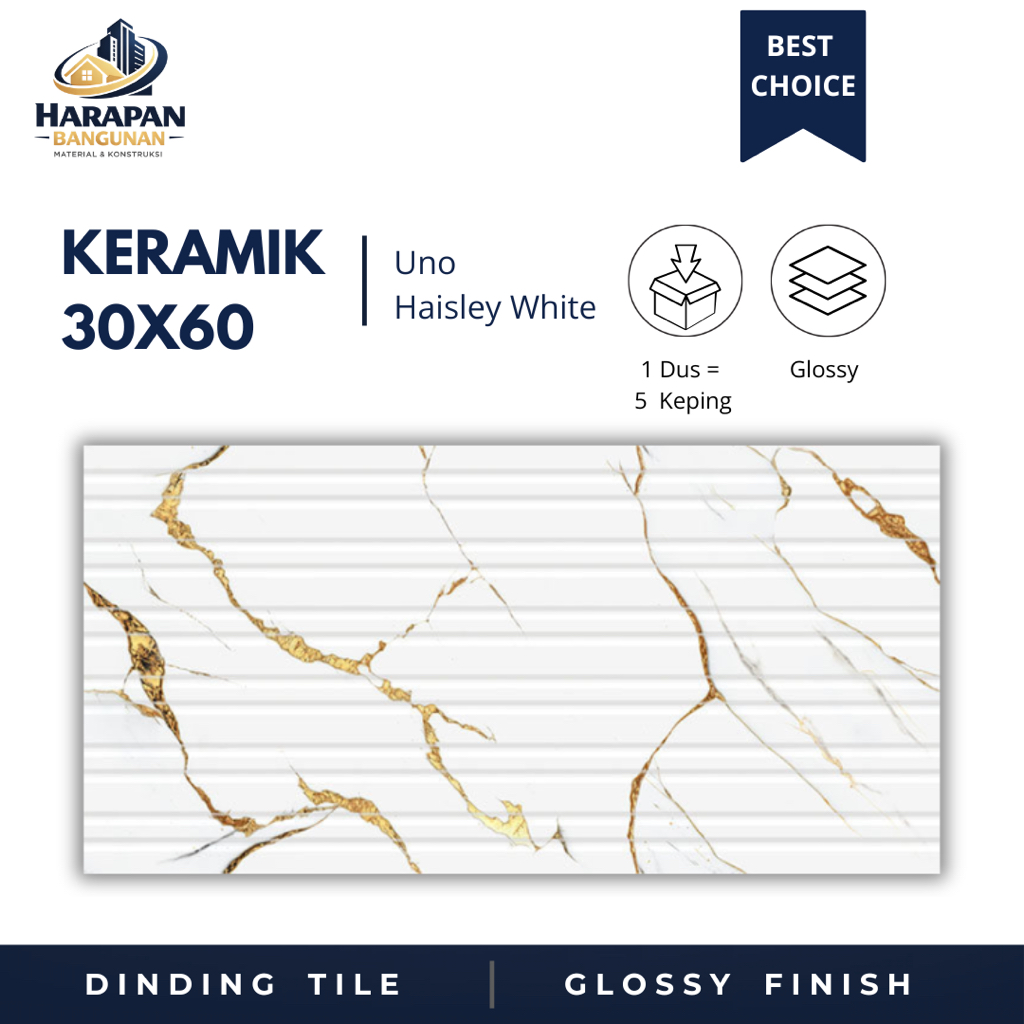 Keramik Dinding 30x60 Uno Haisley White Keramik Glossy Putih 30 x 60