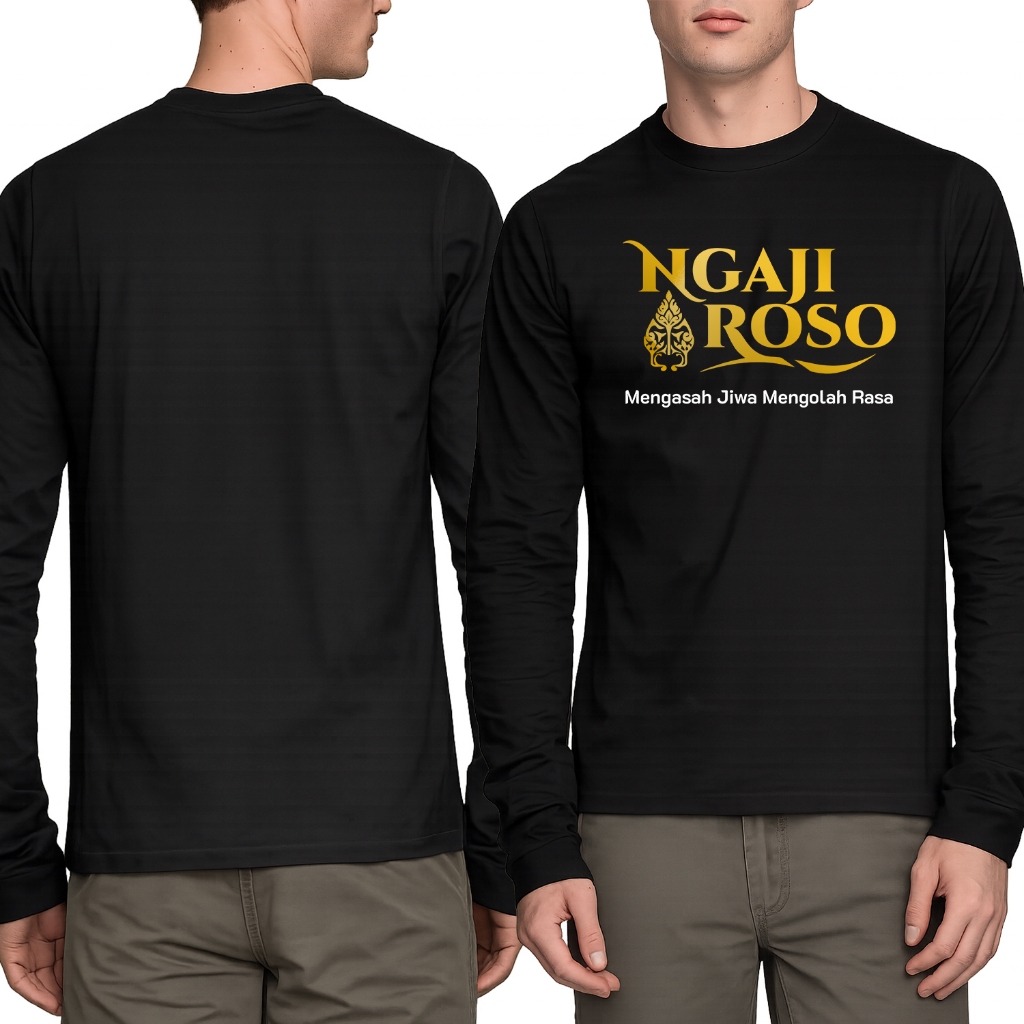 Kaos Pria NGAJI ROSO Lengan Panjang Dewasa Baju Atasan Unisex PakeKaos