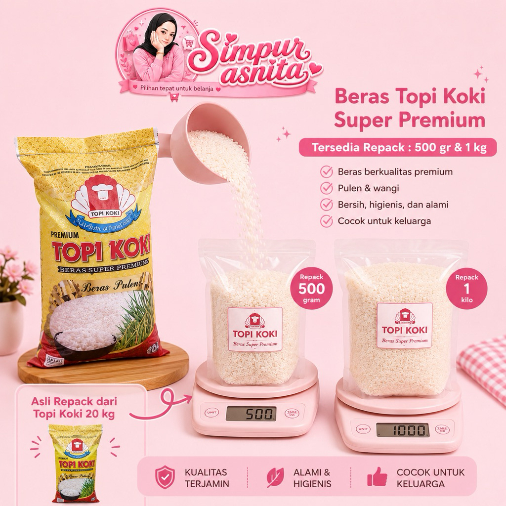 beras kiloan topi koki asli paket hemat | beras timbangan | topi koki