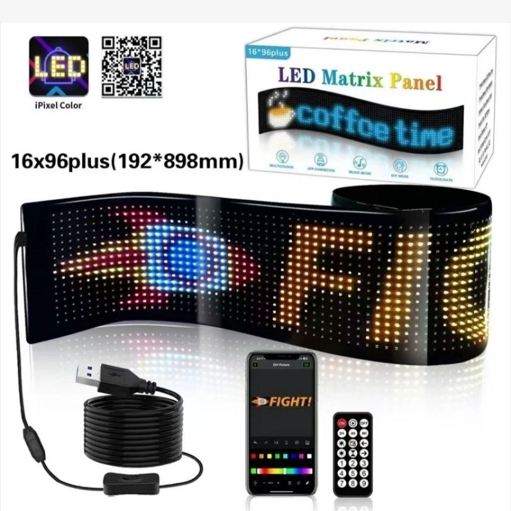 LED MATRIX FLEXIBLE USB 5VOLT SCREEN DISPLAY POLA MATA/RUNNING TEXT TRUK