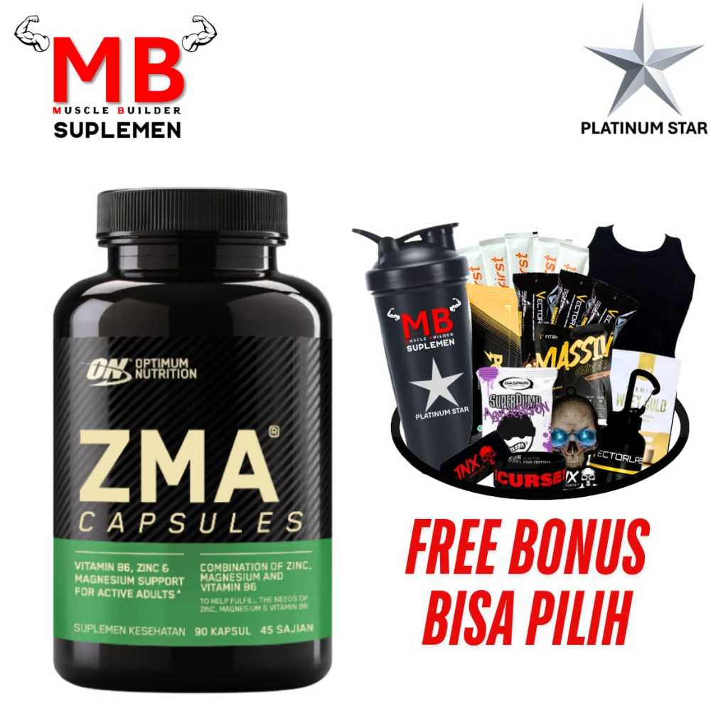 ZMA ON 90 caps Optimum Nutrition Zinc Magnesium Aspartate Vitamin B6 Oxide Capsules Capsule Kapsul 9