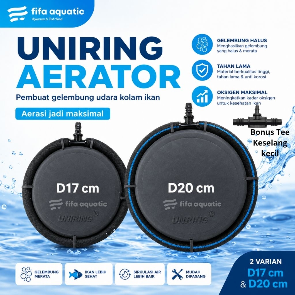 Uniring Aerator D17 & D20 cm gelembung udara kolam koi