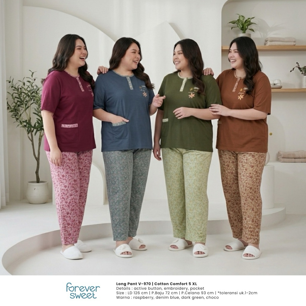 Forever Sweet Piyama Super Jumbo 5L Celana Panjang Baju Tidur Oneset CP Super Jumbo 5XL Piyama Forev