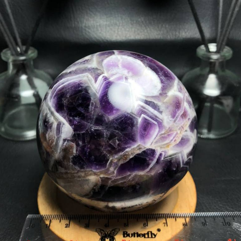 Batu Kristal Sphere Dream Amethyst Chevron Natural Top Quality (5) Batu Asli Alam