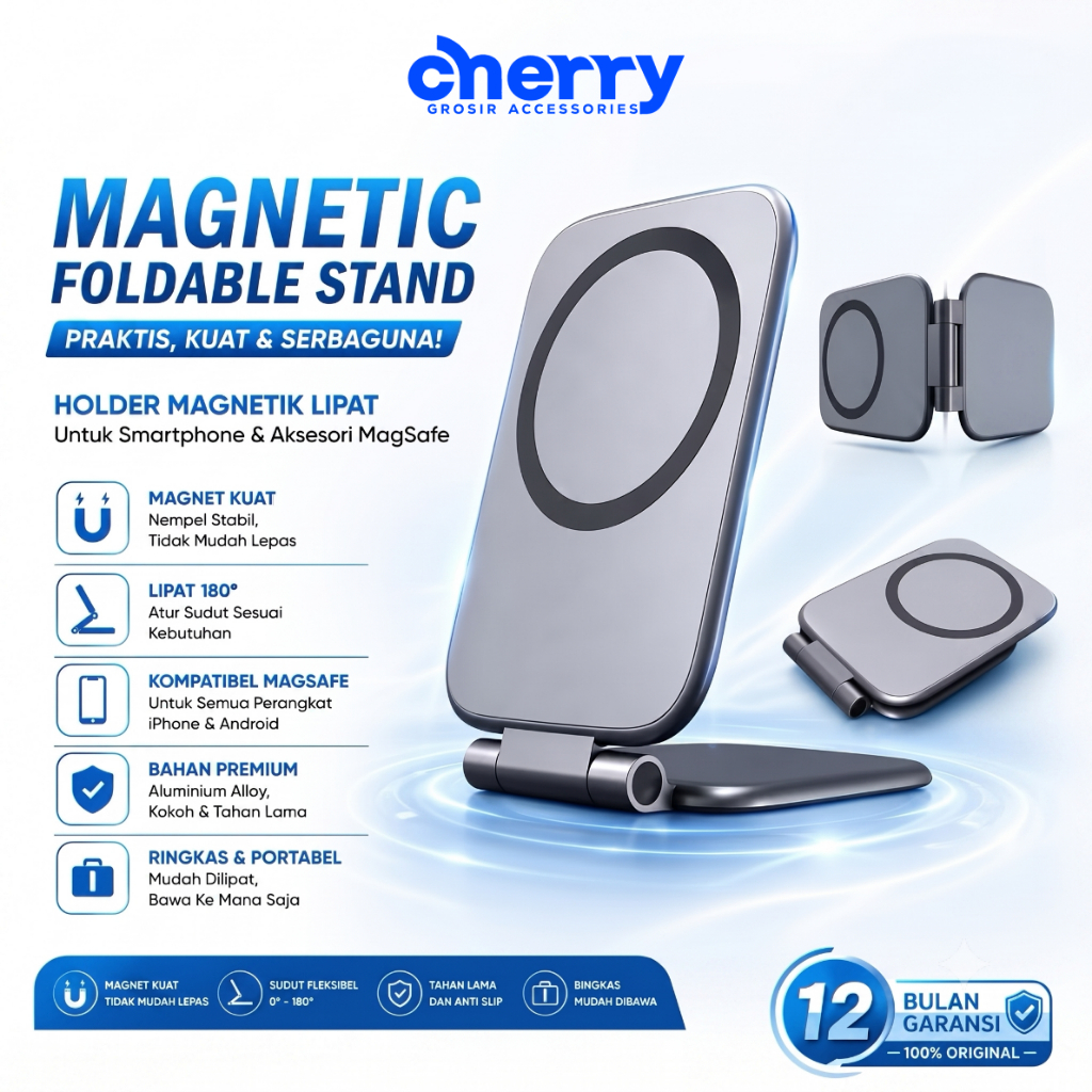 Cherry Magsafe Kickstand Magnetic Phone Holder Cincin Stand Hp Magnet Ring Holder iPhone Android Str