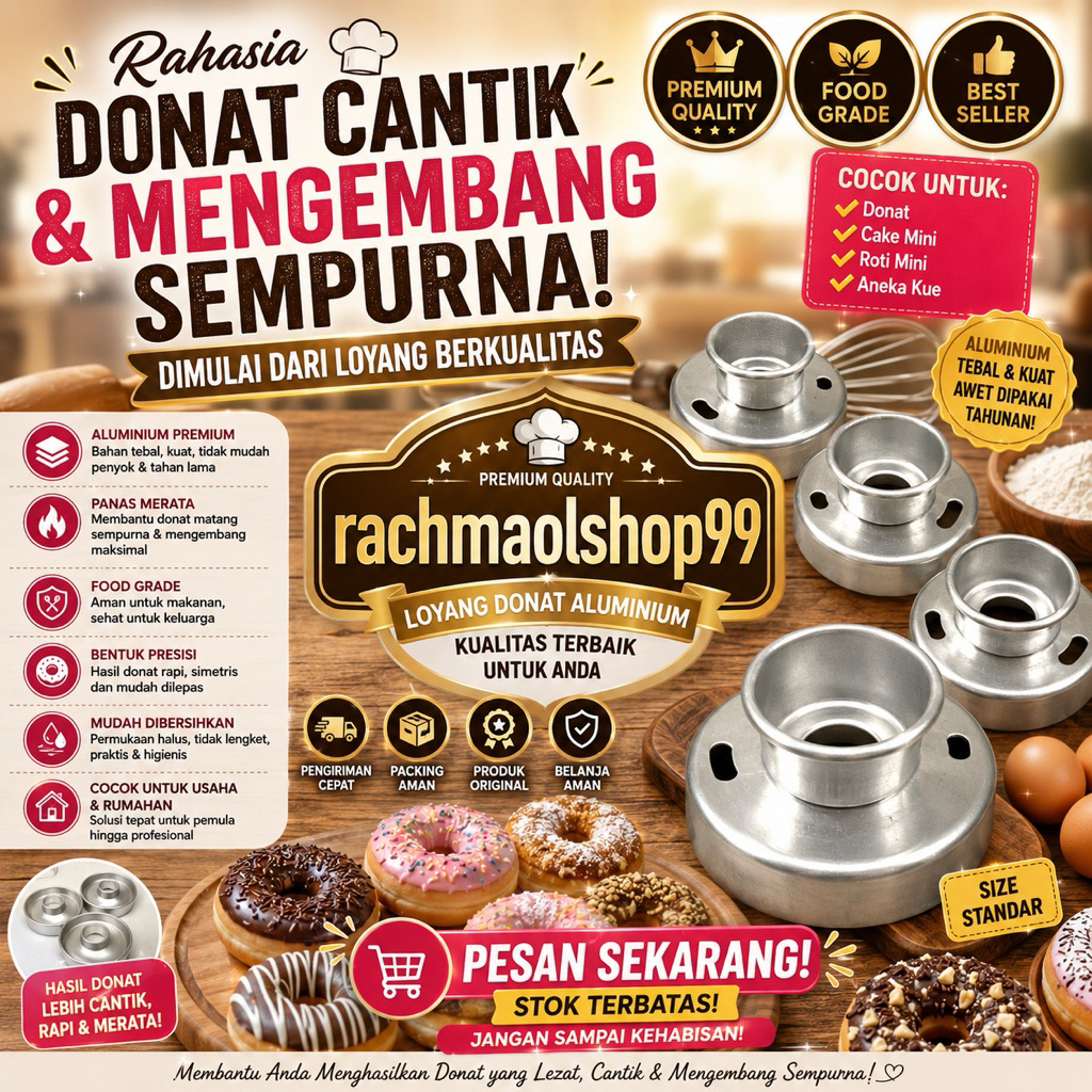 CETAKAN DONAT ALMUNIUM 3pcs MURAH/ CETAKAN DONAT ANTI LENGKET/ CETAKAN DONAT PRES BULAT/ CETAKAN DON
